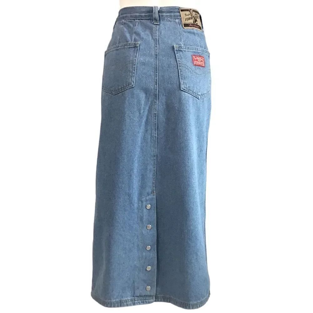 Jean Denim Maxi Skirt No Excuses Femme Fatale Button Down Maxi Skirt Size 13/14